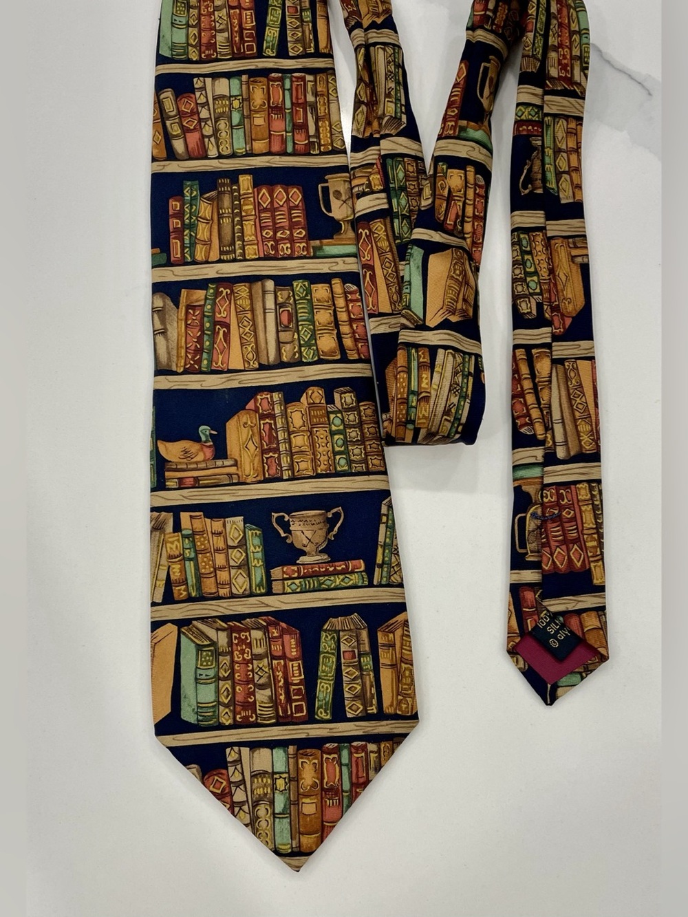 Alynn Neckwear Ex Libris Library Bookshelf Silk Tie Blue OS